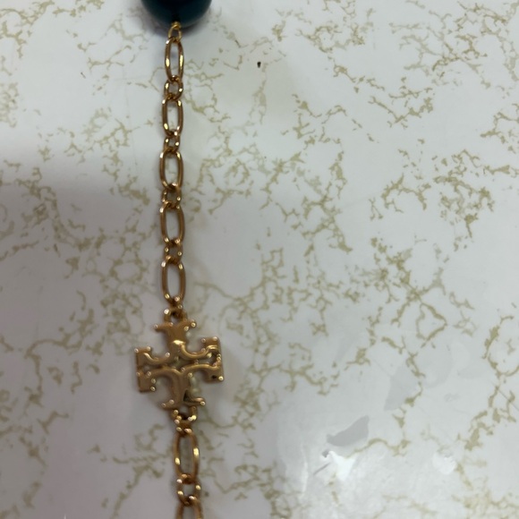 Elegant Gold and Blue Beaded Necklace - Picture 6 of 10